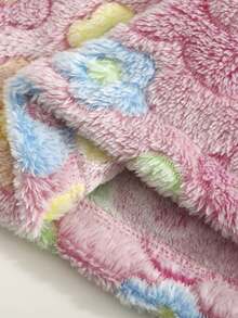 SHEIN Vintaside Kids 女嬰休閒可愛趣味保暖加厚抓絨連帽洋裝，適合秋冬外出穿著 - 彩色 - 查看 4