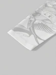 ROMWE MEN Street Life Kaos Pria Motif Karakter dan Macan dengan Blok Warna dan Patchwork - MultiWarna - View 4