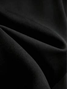GlowEve CURVE Plus Size Women's Apricot Solid Color V-Neck Waist A-Line Design Elegant Blouse, Suitable For Professional, Formal, Casual, Travel, Party, Spring/Summer - Black - View 5
