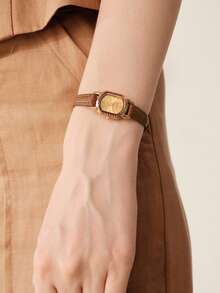 MOTF PREMIUM SMALL DIAL, EXQUISITE WOMEN'S WATCH, WINE BARREL-SHAPED DIAL, WATERPROOF WOMEN'S WATCH, HIGHLY ATTRACTIVE LEATHER STRAP WATCH - Brown - View 3