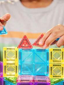 MINKOJA 50/70/100pcs Magnetic Building Blocks, 2-In-1 Magnetic Tiles Set, STEM Educational Stacking Toys & Montessori Learning Toys, Suitable For Children 3+ Years Old, Boys & Girls, Preschool, Mixed Colors - Multicolor - View 3