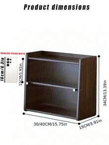 Caja de almacenamiento de cocina sin agujeros con puerta corrediza de acrílico. Estilo retro, ideal para almacenar artículos pequeños y cristalería. Perfecto para usar en el mostrador. Diseño trapezoidal, fácil de instalar - Nuez - Ver 12