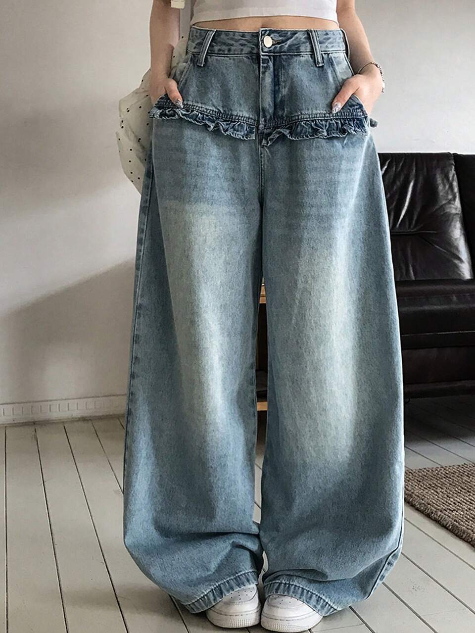 Women's 2 In 1 Washed Denim Jeans Summer