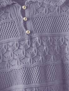 Everyssa New European & American Fashion Mixed Color Versatile Knit Sweater Top - Mauve Purple - View 5
