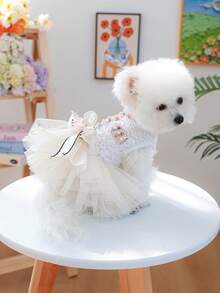 PETSIN 1pc Pet Retro Small Fragrant Dress, Cat And Dog Universal Clothes, Very Suitable For Gatherings, Outings And Picnics - Multicolor - View 4