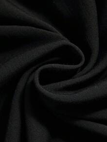 SHEIN CURVE+ 大码女式纯色圆领宽松褶皱休闲上衣 - 黑色 - 查看 4