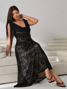 Solflare Black Casual Sexy Plus Size Women's Dress Date Night Summer Winter - Black - View 6