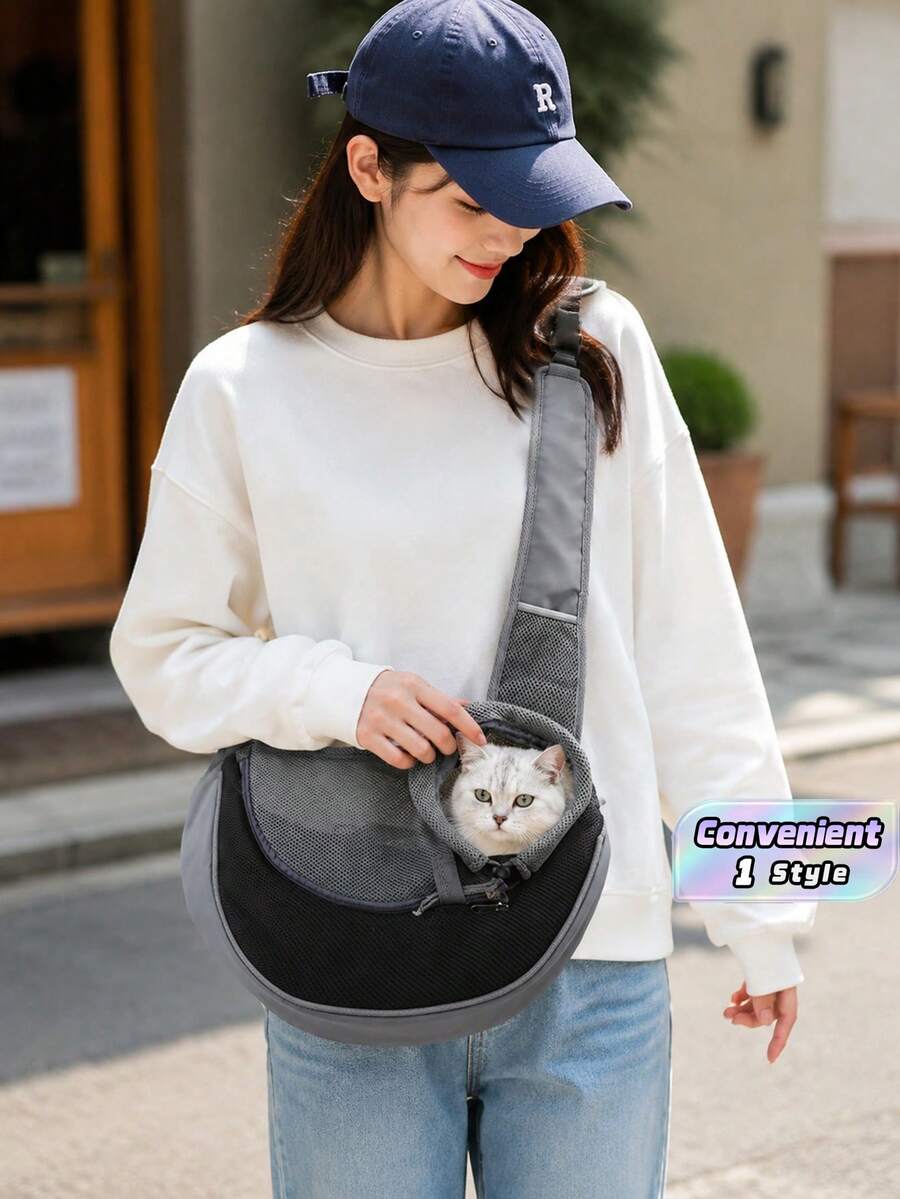 1 Breathable Mesh Travel Bag For Pet Dog Straps, Suitable For Dogs And Cats, Cat Straps, And Cat Bags - Black - View 1
