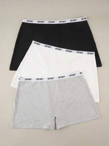 Bralution Celana Dalam Boxer Kasual Wanita Ukuran Besar dengan Motif Huruf untuk Sehari-hari - MultiWarna - View 10