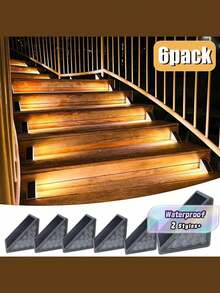 6PCS Luces de Escalera Alimentadas por Energía Solar, Luces de Escalera LED Solares Impermeables para Exteriores, Luces Decorativas Alimentadas por Energía Solar, Adecuadas para Escaleras de Jardín, Patio, Terraza, Escalones Delanteros, Camino, Entrada, Porche y Decoración de Iluminación Exterior de Patio - Multicolor - Ver 1