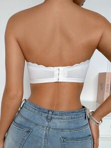 SHEIN White Wireless Bandeau Bra With Padding, Strapless Women's Lingerie - White - View 2