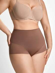 Slumbrini 1pc Women's Seamless Plus Size High Waist Butt Lifter Tummy Control Body Shaper - Brown - View 4