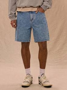 Musero Shorts vaqueros de denim lavado para hombre, estilo básico, jorts esenciales para cápsula de primavera y verano - Bronce - Ver 2