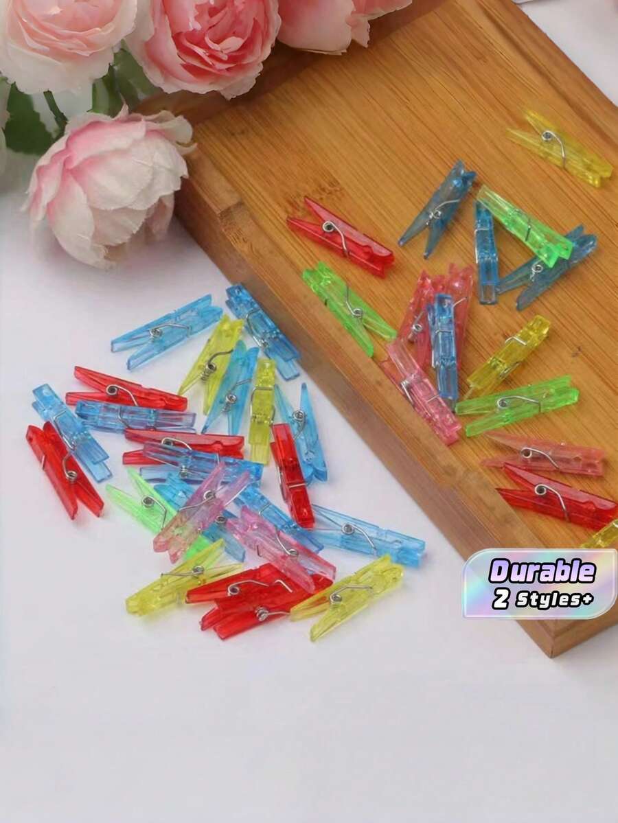 Plastic Clips, Photo Clips, Colorful Mini Photo Clips, Transparent Acrylic Clips, Wholesale For Christmas Decorative String Lights. - multicolor - View 1