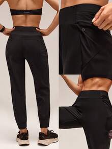 GLOWMODE 28" High Performance Stretchy 3D Knee Diamond-Shaped Crotch Tall Joggers With Adjustable Drawstring & Zip Pockets Training Running Workout Active - Black - View 8