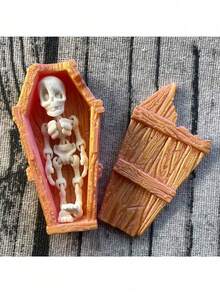 POKOJA LAND Halloween Skeleton Coffin Decor, Cute Boxed Posable Figurine, Mini Decorative Model Set, Halloween Party Tabletop Decor, Holiday Home Accents, Ideal As Halloween Gift For Friends - Multicolor - View 6