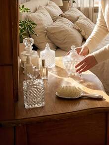 Cirelle 1pc Crystal Glass Storage Jar Details With Delicate Accents For Cozy Diningroom Delivering Exquisite Presence For Aesthetic Display - Multicolor - View 6