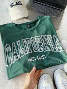 Comfortcana California 大碼字母圖案落肩短袖 T-shirt - 白色 - 查看 3