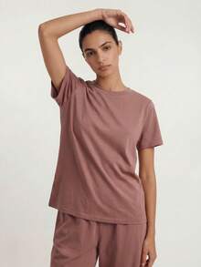Ocili Studio 3pcs Women's Basic Casual Comfortable Minimalist Knit Black, White, Brown T-Shirts, Home Wear Tops, Spring/Summer - Multicolor - View 3