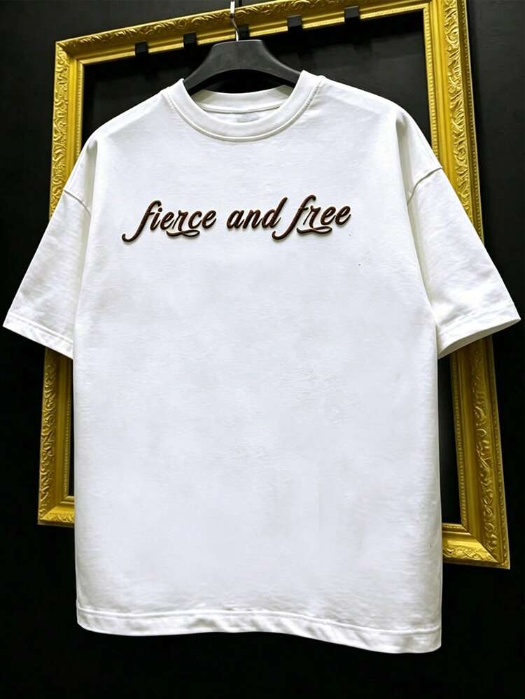 ROMWE MEN Street Life Men's Letter & Angel Print Casual Daily Summer T-Shirt - White - View 2