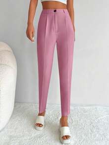 RueChic Solid Zip Up Suit Pants - Dusty Pink - View 6