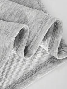SHEIN 青少年女孩單件寬鬆直筒彈性對比條紋腰帶長款運動長褲，舒適微喇褲腳，適中厚度，適合四季日常休閒與運動穿著 - 淺灰色 - 查看 8