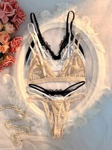 Crystal Vow 6件組性感蕾絲拼接前扣式女款內衣套裝 - 彩色 - 查看 5