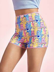 SHEIN X Care Bears Legging Wanita Motif Beruang Kartun - MultiWarna - View 5