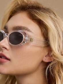 MOTF PREMIUM Gafas de moda con montura completa de forma ovalada - Gris transparente - Ver 9
