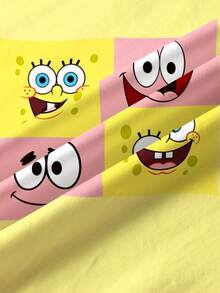 SpongeBob SquarePants | SHEIN 青少年女孩圓領短袖休閒T恤 - 白色 - 查看 3