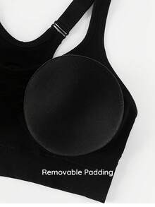 Bralution Black Minimalist Casual Yoga Top Adjustable Shoulder Straps Women's Sports Bra Gym Summer Yoga - Black - View 9