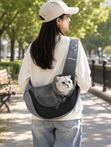 1 Breathable Mesh Travel Bag For Pet Dog Straps, Suitable For Dogs And Cats, Cat Straps, And Cat Bags - Black - View 7
