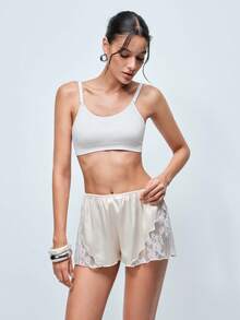 Softvol 1pc Women's Backless Bra, Casual & Comfortable Wireless Bra With Ruffled Trim, Removable Padded Bra - White - View 4