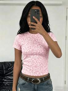 青少年女孩修身休閒簡約舒適圓領緊身長短袖T恤，適合夏季 - 白色 - 查看 4
