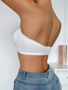 SHEIN White Wireless Bandeau Bra With Padding, Strapless Women's Lingerie - White - View 4