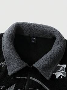 ROMWE MEN Street Life Men's Autumn/Winter Letter Print Black & Gray Colorblock Fashion Versatile Vest - Multicolor - View 6