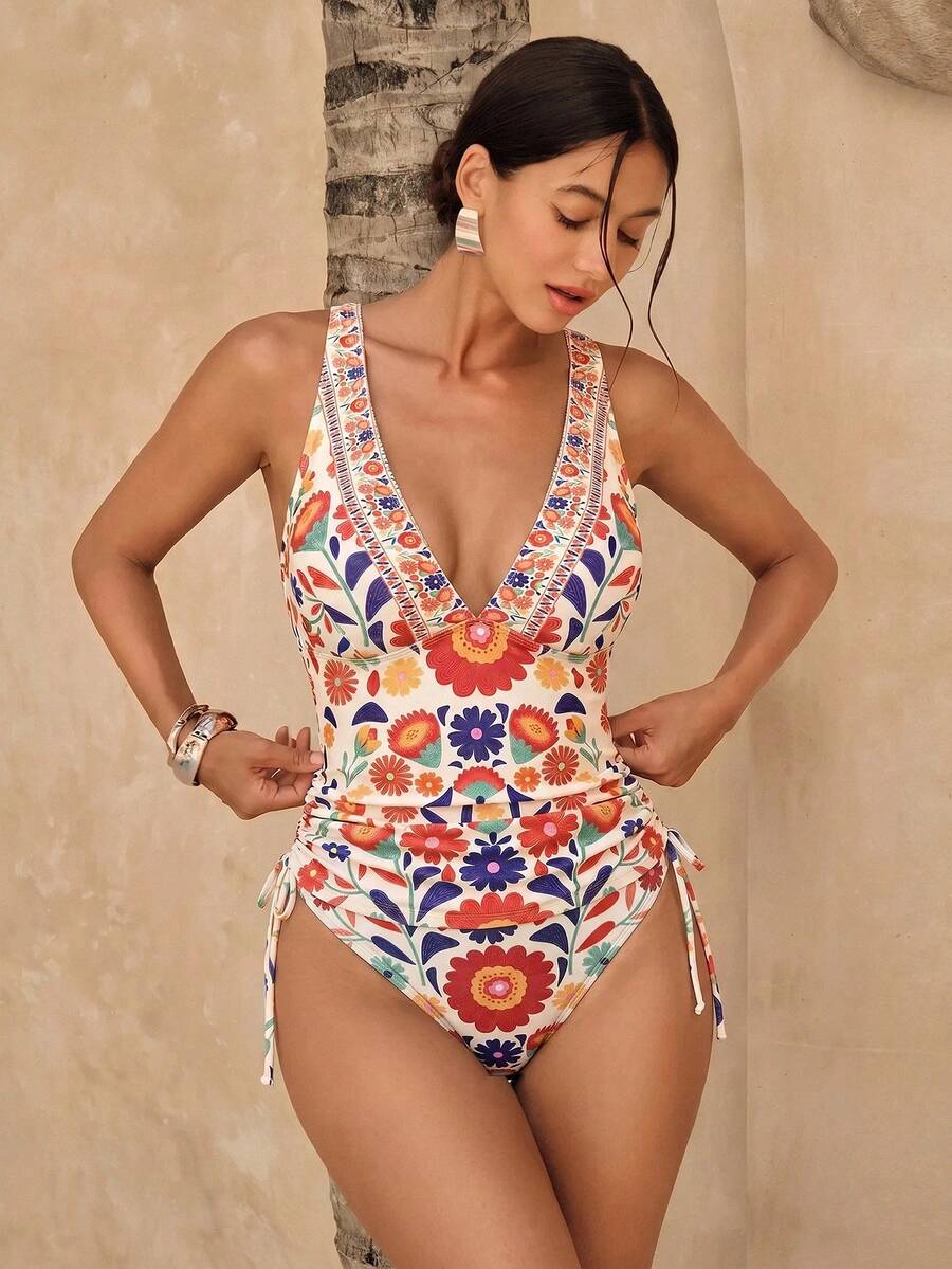 Vaclyn 性感豹紋女款細肩帶比基尼,適合夏季海灘度假 - 彩色 - 查看 1