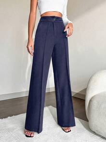 EURMUSE Women's Straight Leg Suit Pants - Blue - View 5