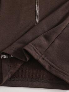 Coolqubz 2pcs Men's Teen Street Style Baggy Minimalist Hooded Open Front Knit Cardigan Pants Set, Contrast Color Design, Casual Sports Fall Beach - Coffee Brown - View 3