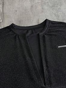 AXEPEAK 男士字母印花休閒百搭日常穿著上衣 - 黑色 - 查看 4