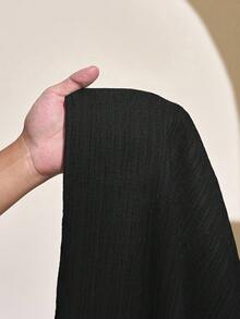 SHEIN PETITE CURVE 大尺碼女款素色腰綁帶寬腿長褲 - 黑色 - 查看 9