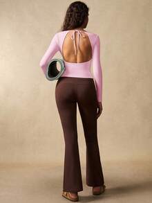 VARSIVA Women's Simple Modest Versatile Long Sleeve Sports T-Shirt For Yoga Workout Gym And Fitness Pink Fall - Pink - View 7