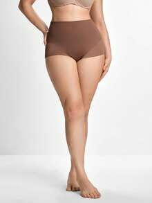 Slumbrini 1pc Women's Seamless Plus Size High Waist Butt Lifter Tummy Control Body Shaper - Brown - View 3