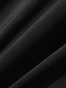 DAZY 女款度假風拼色落肩長袖前開拉鍊休閒連身泳衣 - 黑色 - 查看 6