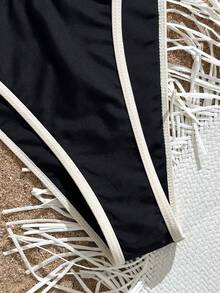 Swim SXY 2pcs Set Plain Color Summer Bestselling Fashion High-Cut Split Bikini Swimsuit & Beach Vacation Set - Multicolor - View 5