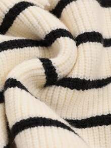 Dazy Tall Women's Loose Striped Casual Pullover Sweater Fall - Black and White - View 6