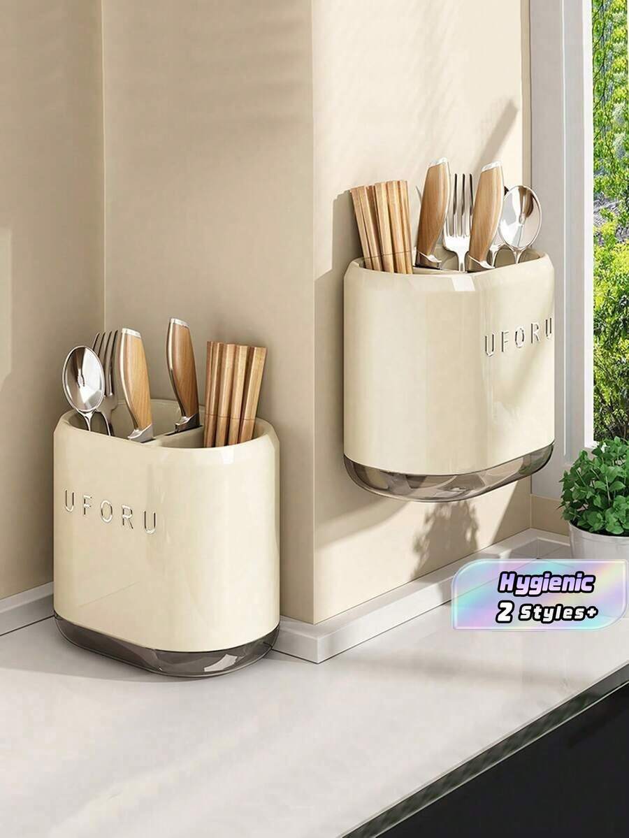 Plastic Cutlery Drainer Organizer Rack, Tabletop Cutlery Holder, Silverware Tray For Forks, Knives, Spoons - View 1