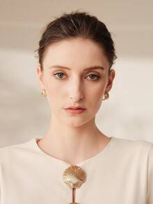 MOTF 18k Gold-Plated New Geometric Stud Earrings, Premium Brushed Earrings. - Yellow Gold - View 9