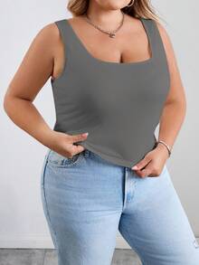 SHEIN CURVE+ Curves 大尺碼女裝/校園服飾/返校服飾/返校 3 件組大尺碼女款休閒套裝 - 彩色 - 查看 4
