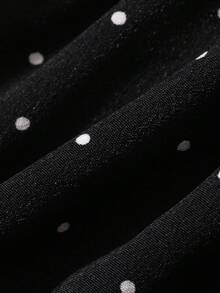 DAZY 女款韓式波點荷葉邊休閒寬鬆短褲 - 黑色 - 查看 3